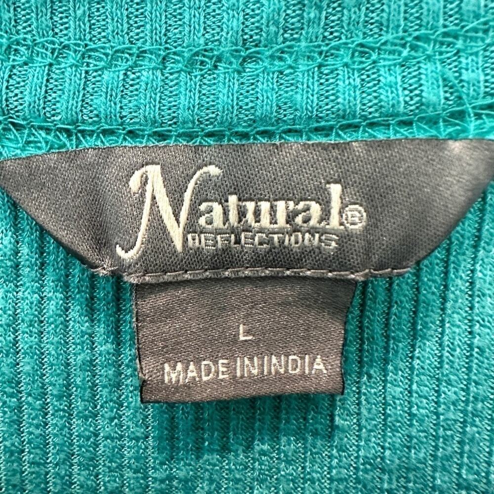 NATURAL REFLECTIONS | Turquoise Thermal Waffle Knit Top | Size Large - Picture 5 of 7